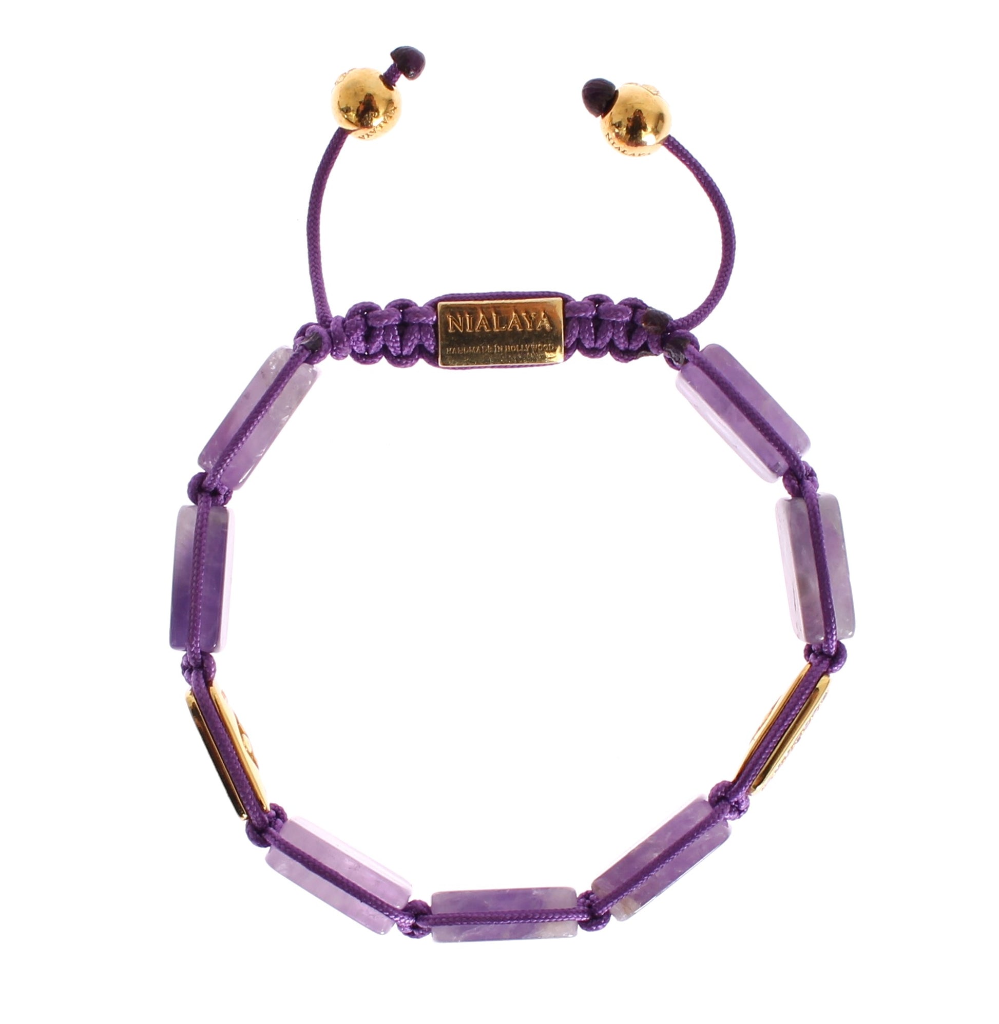 Nialaya CZ Amethyst 18K Gold 925 Bracelet $626.00 Nialaya Luzworld