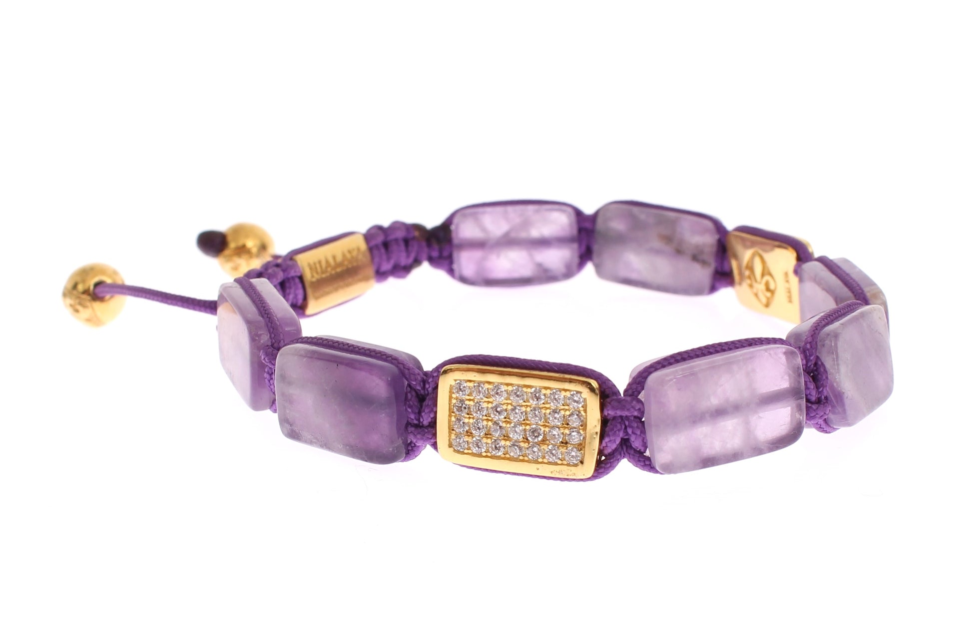 Nialaya CZ Amethyst 18K Gold 925 Bracelet $626.00 Nialaya Luzworld