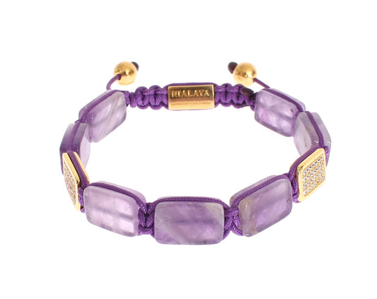 Nialaya CZ Amethyst 18K Gold 925 Bracelet $626.00 Nialaya Luzworld