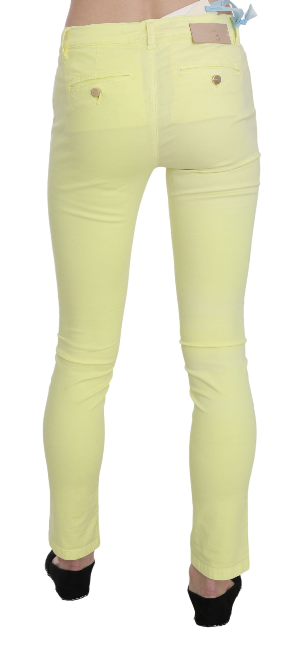 PINKO Yellow Cotton Stretch Low Waist Skinny Casual Trouser Pants $625.00 PINKO Luzworld