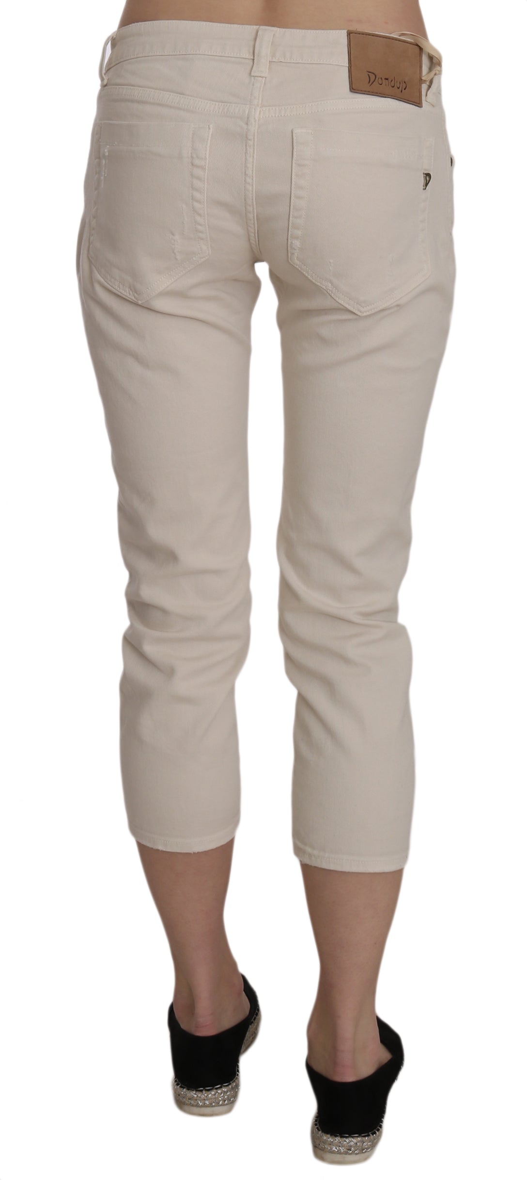 Dondup Beige Cotton Stretch Low Waist Skinny Cropped Capri Jeans $625.00 Dondup Luzworld