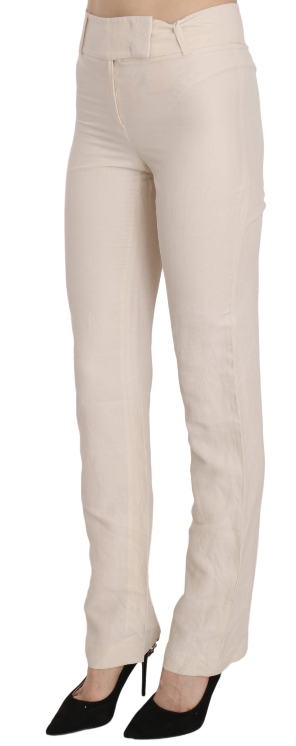 LAUREL White High Waist Silk Blend Flared Dress Trousers Pants $573.00 LAUREL Luzworld