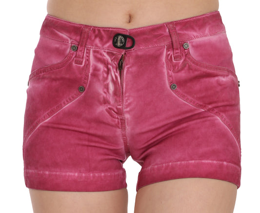 PLEIN SUD Pink Mid Waist Cotton Mini Denim Shorts $264.00 PLEIN SUD Luzworld