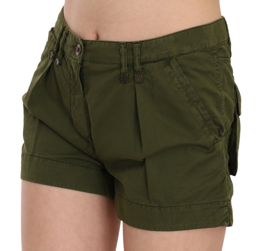PLEIN SUD Green Mid Waist 100% Cotton Mini Shorts $264.00 PLEIN SUD Luzworld