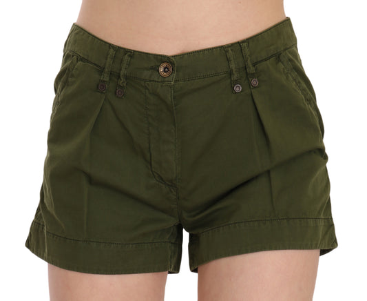 PLEIN SUD Green Mid Waist 100% Cotton Mini Shorts $264.00 PLEIN SUD Luzworld