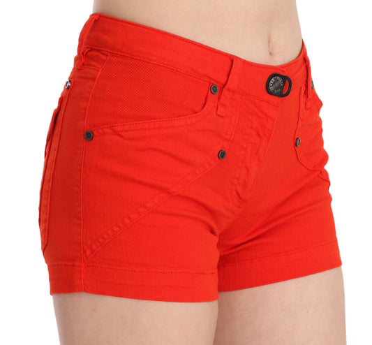 PLEIN SUD Orange Mid Waist Cotton Denim Mini $264.00 PLEIN SUD Luzworld