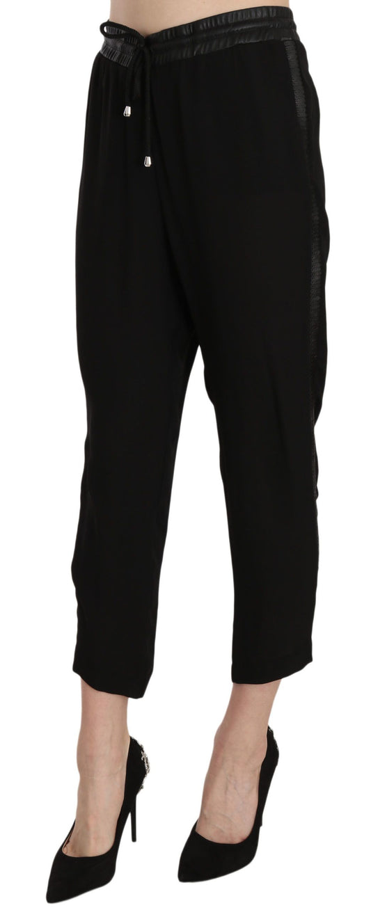 Guess Black Polyester High Waist Cropped Trousers Pants $264.00 Guess Luzworld