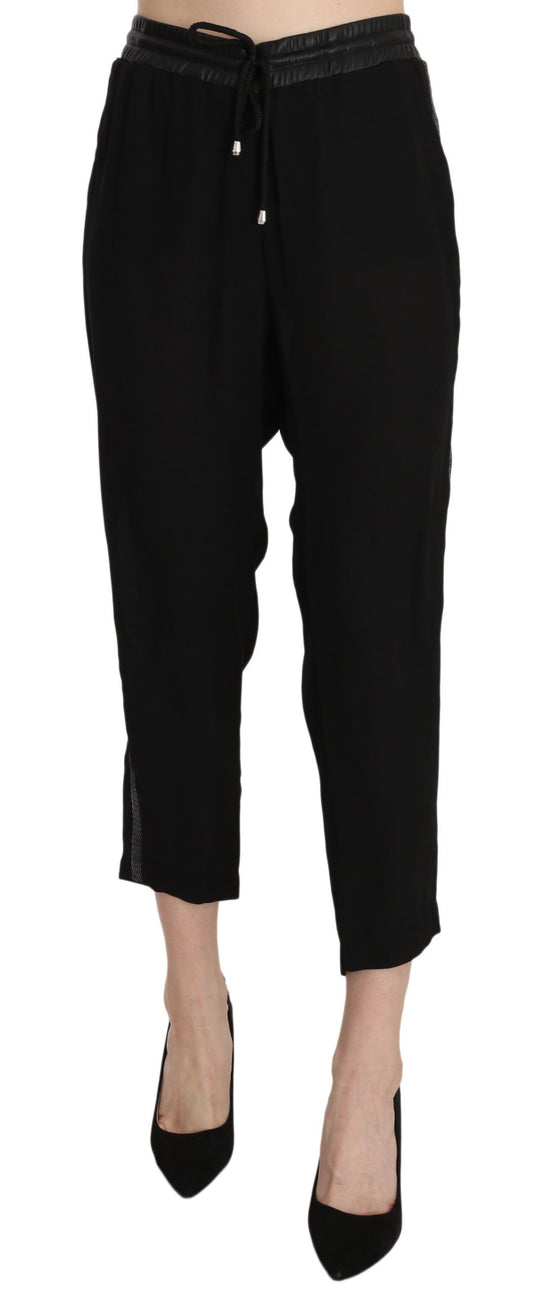 Guess Black Polyester High Waist Cropped Trousers Pants $264.00 Guess Luzworld