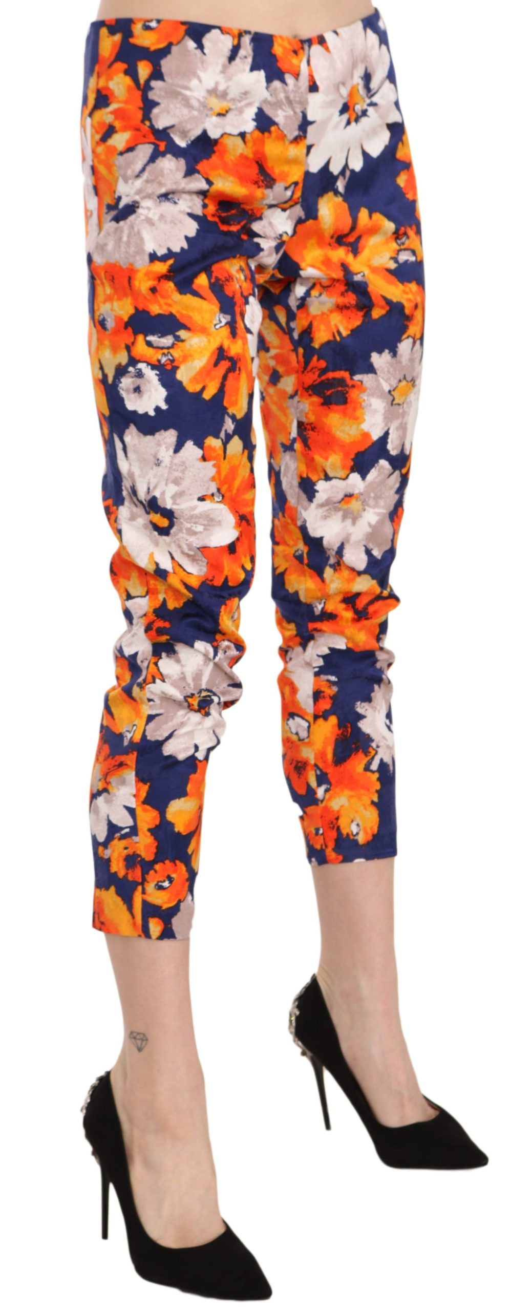 LANACAPRINA Blue Floral Print Skinny Slim Fit Trousers Pants $280.00 LANACAPRINA Luzworld