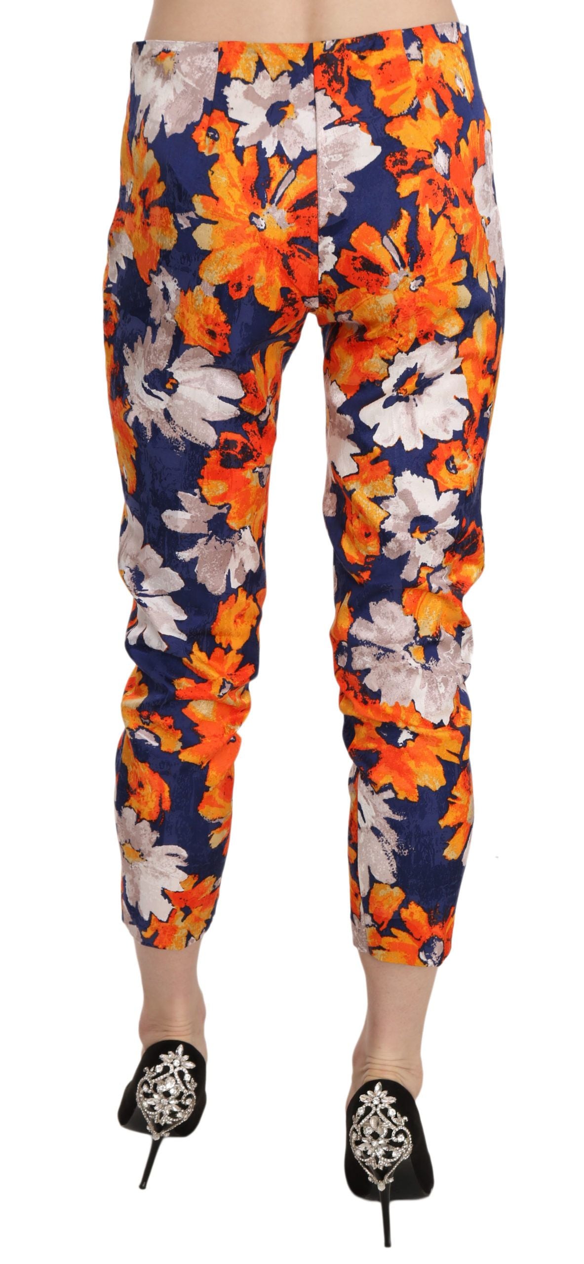 LANACAPRINA Blue Floral Print Skinny Slim Fit Trousers Pants $280.00 LANACAPRINA Luzworld