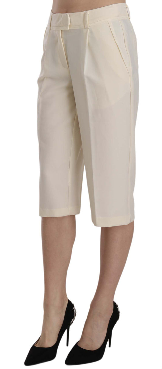 Silvian Heach Cream Mid Waist Cotton Straight Cropped Pants $264.00 Silvian Heach Luzworld