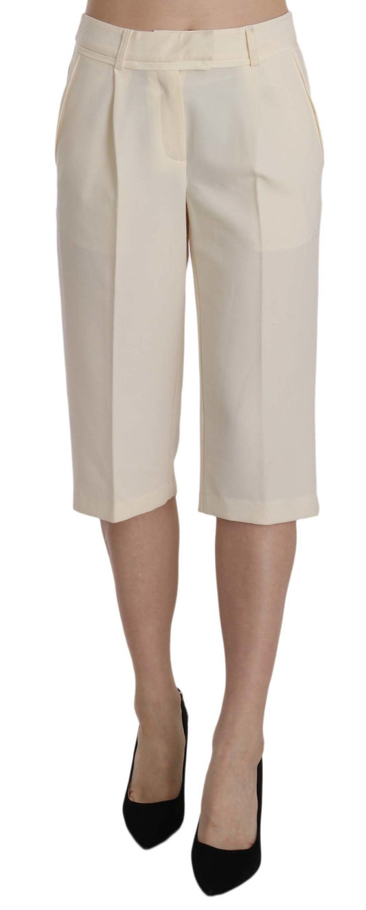 Silvian Heach Cream Mid Waist Cotton Straight Cropped Pants $264.00 Silvian Heach Luzworld