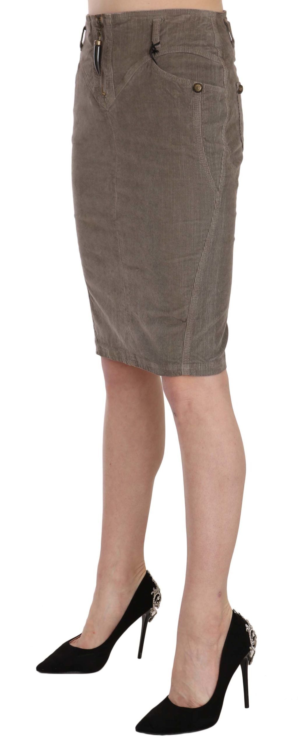 Just Cavalli Gray Corduroy Pencil Straight A-Line Skirt $509.00 Just Cavalli Luzworld