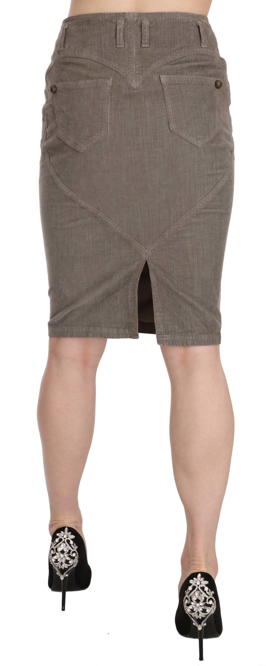 Just Cavalli Gray Corduroy Pencil Straight A-Line Skirt $509.00 Just Cavalli Luzworld