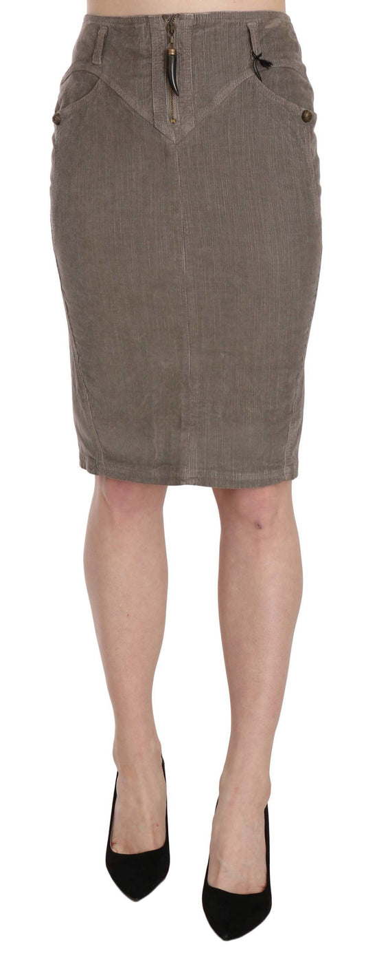 Just Cavalli Gray Corduroy Pencil Straight A-Line Skirt $509.00 Just Cavalli Luzworld