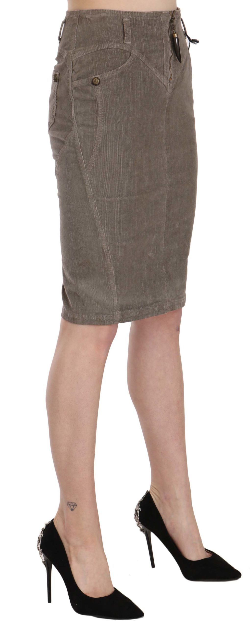 Just Cavalli Gray Corduroy Pencil Straight A-Line Skirt $509.00 Just Cavalli Luzworld