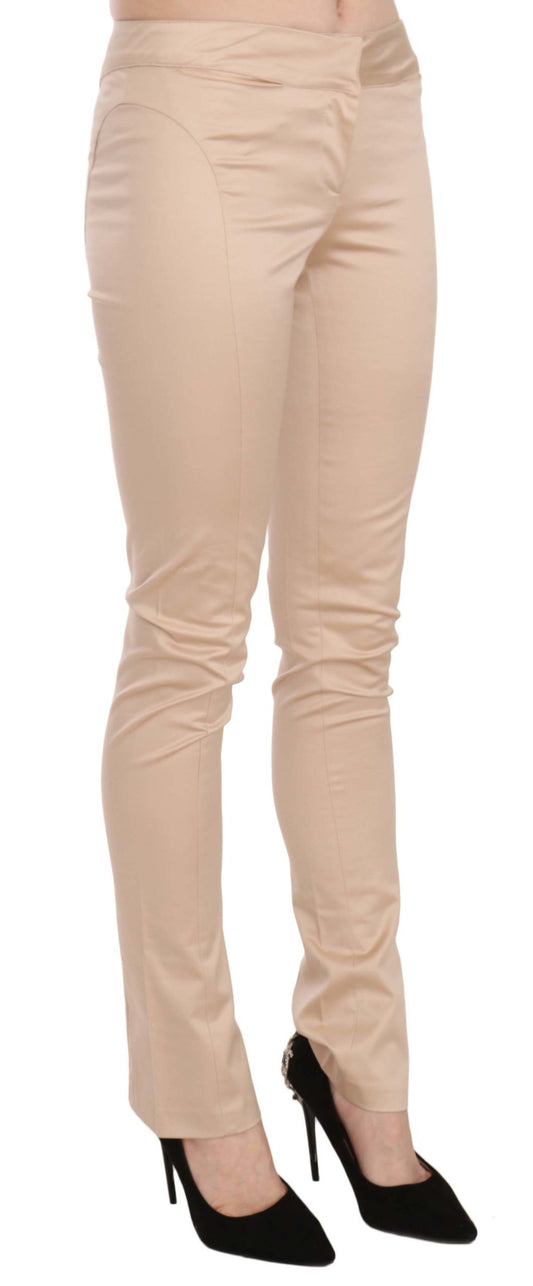 Just Cavalli Cream Low Waist Skinny Formal Trousers Pants $573.00 Just Cavalli Luzworld