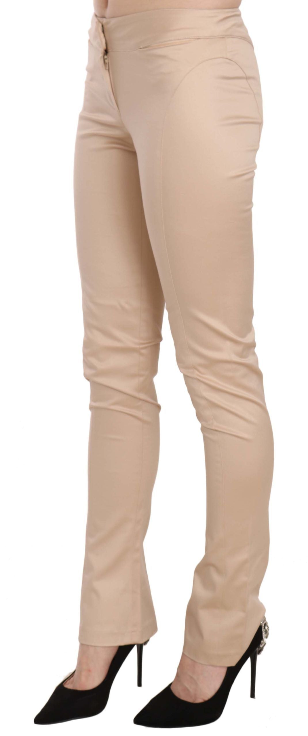 Just Cavalli Cream Low Waist Skinny Formal Trousers Pants $573.00 Just Cavalli Luzworld