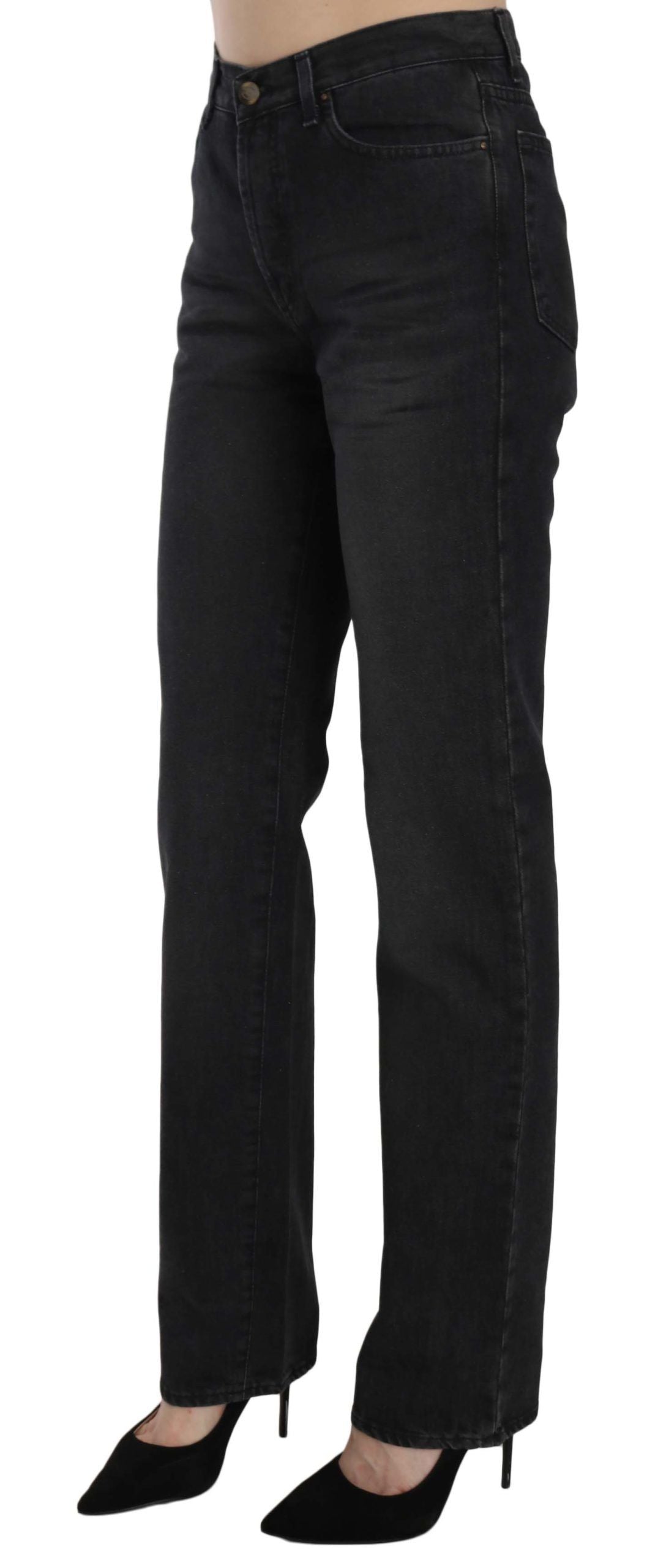 Just Cavalli Black Washed High Waist Straight Denim Pants Jeans $573.00 Just Cavalli Luzworld