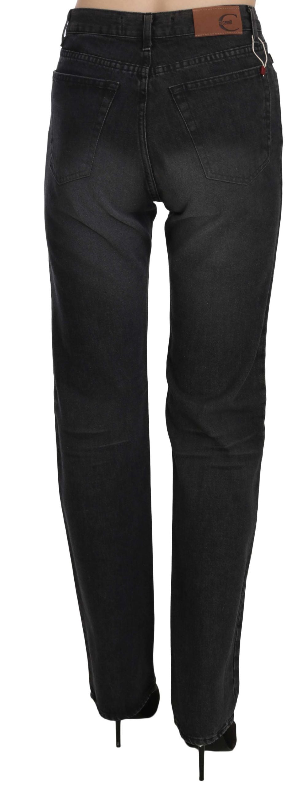 Just Cavalli Black Washed High Waist Straight Denim Pants Jeans $573.00 Just Cavalli Luzworld