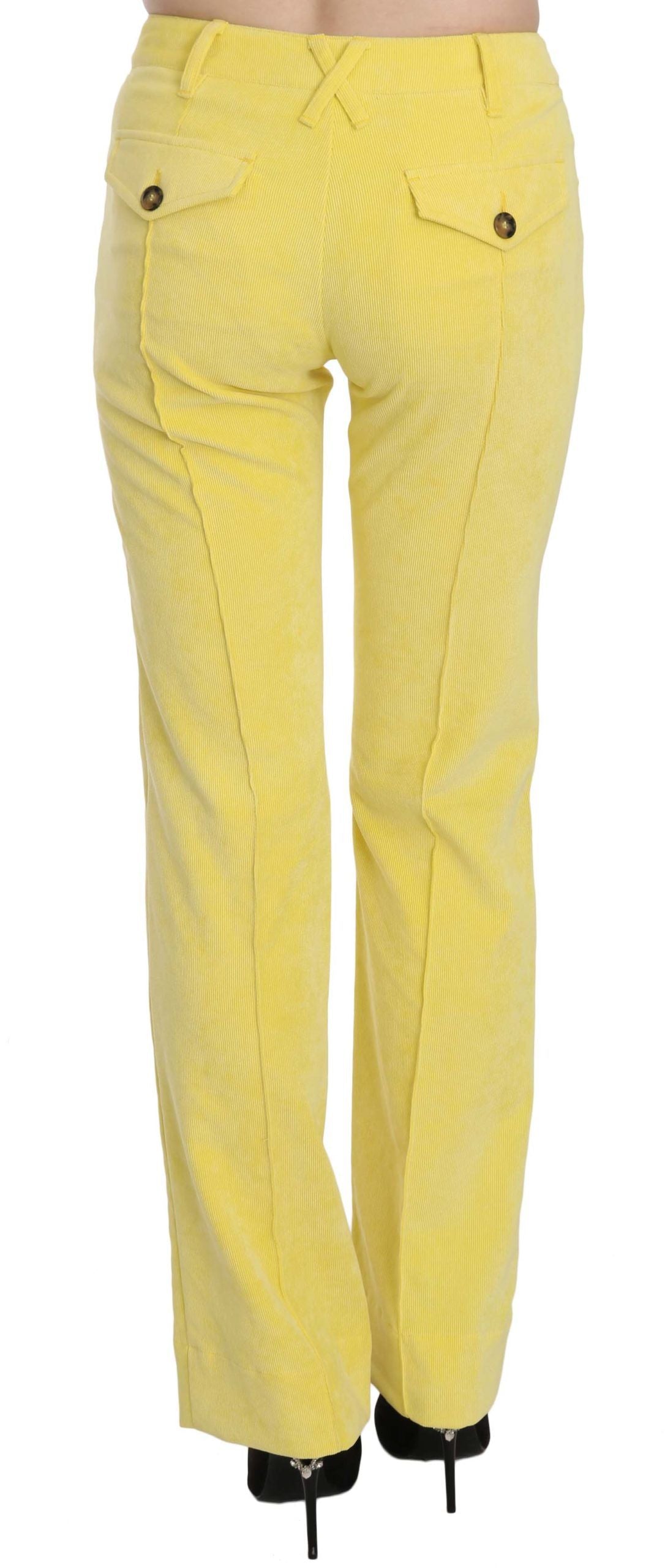 Just Cavalli Yellow Corduroy Mid Waist Straight Trousers Pants $1351.00 Just Cavalli Luzworld
