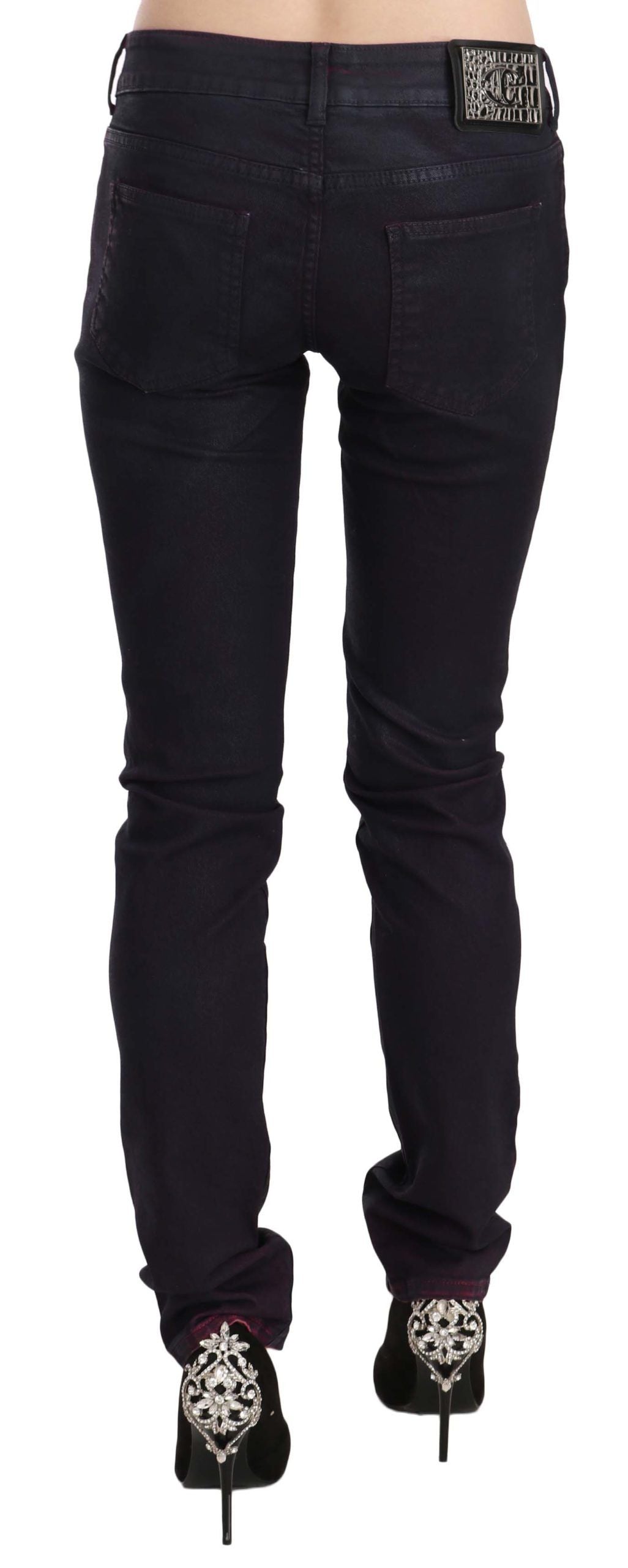Just Cavalli Black Cotton Low Waist Skinny Denim Pants $573.00 Just Cavalli Luzworld