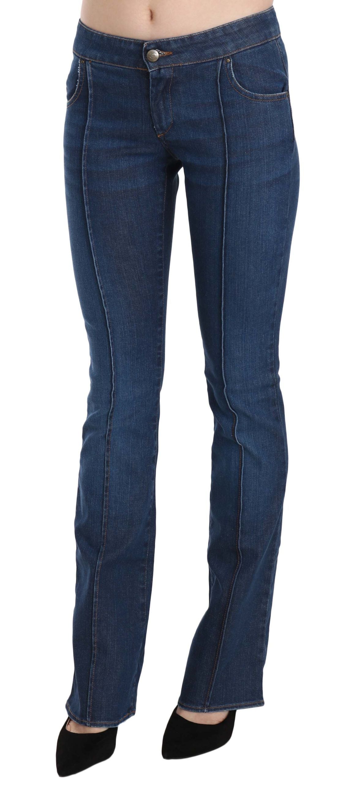 Just Cavalli Blue Low Waist Boot Cut Denim Pants Jeans $573.00 Just Cavalli Luzworld