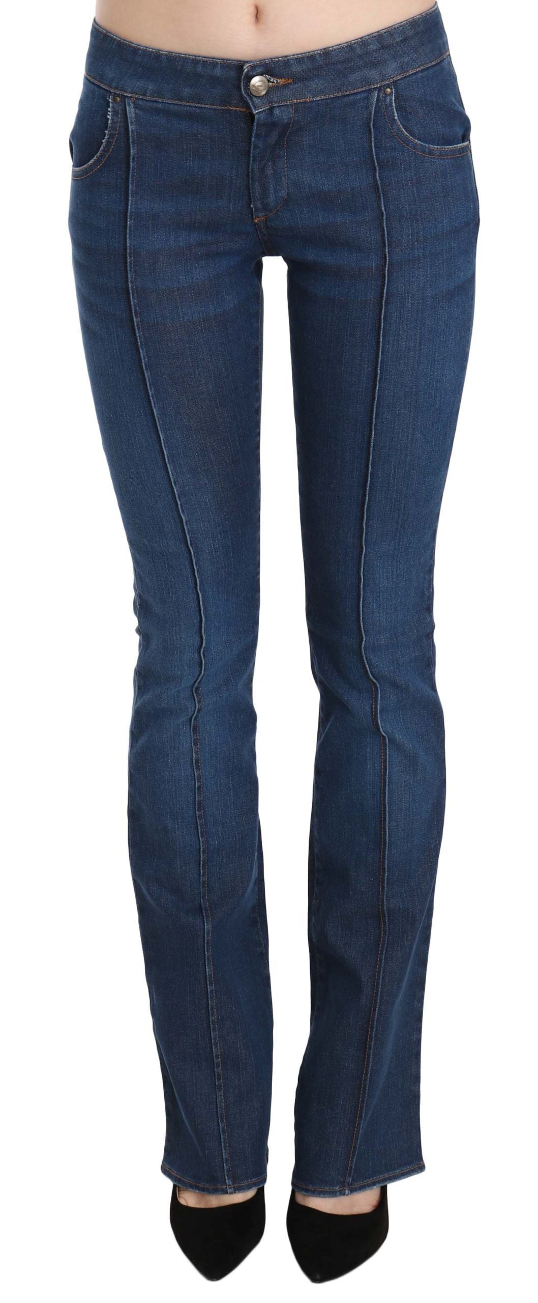Just Cavalli Blue Low Waist Boot Cut Denim Pants Jeans $573.00 Just Cavalli Luzworld