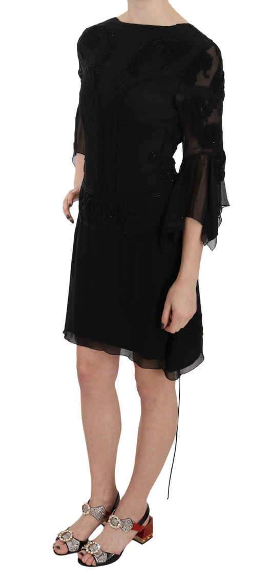 John Richmond Black Sequined Silk Mini Shift Gown $4350.00 John Richmond Luzworld