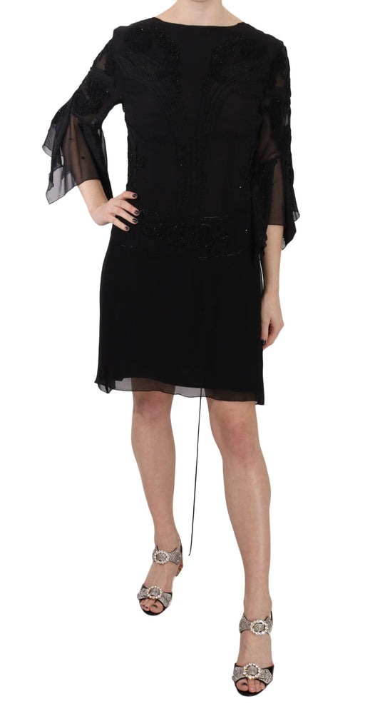 John Richmond Black Sequined Silk Mini Shift Gown $4350.00 John Richmond Luzworld