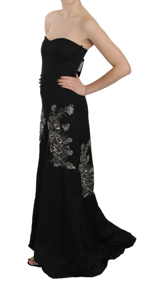 John Richmond Black Sequined Flare Ball Gown Dress $6511.00 John Richmond Luzworld
