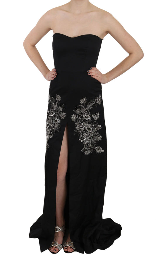John Richmond Black Sequined Flare Ball Gown Dress $6511.00 John Richmond Luzworld