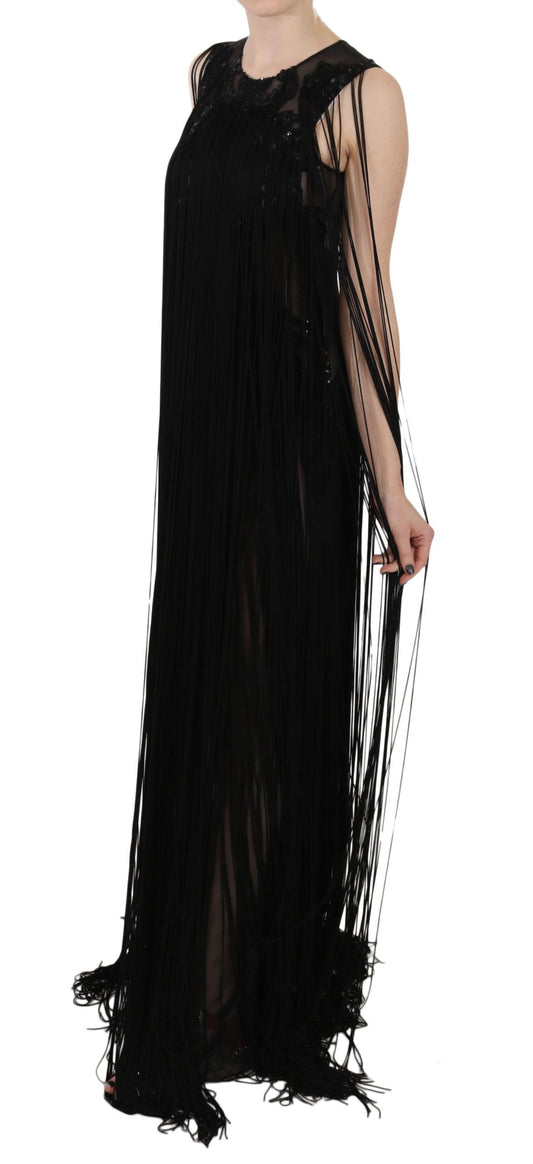 John Richmond Black Silk Beaded Sequined Sheer Dress $3359.00 John Richmond Luzworld