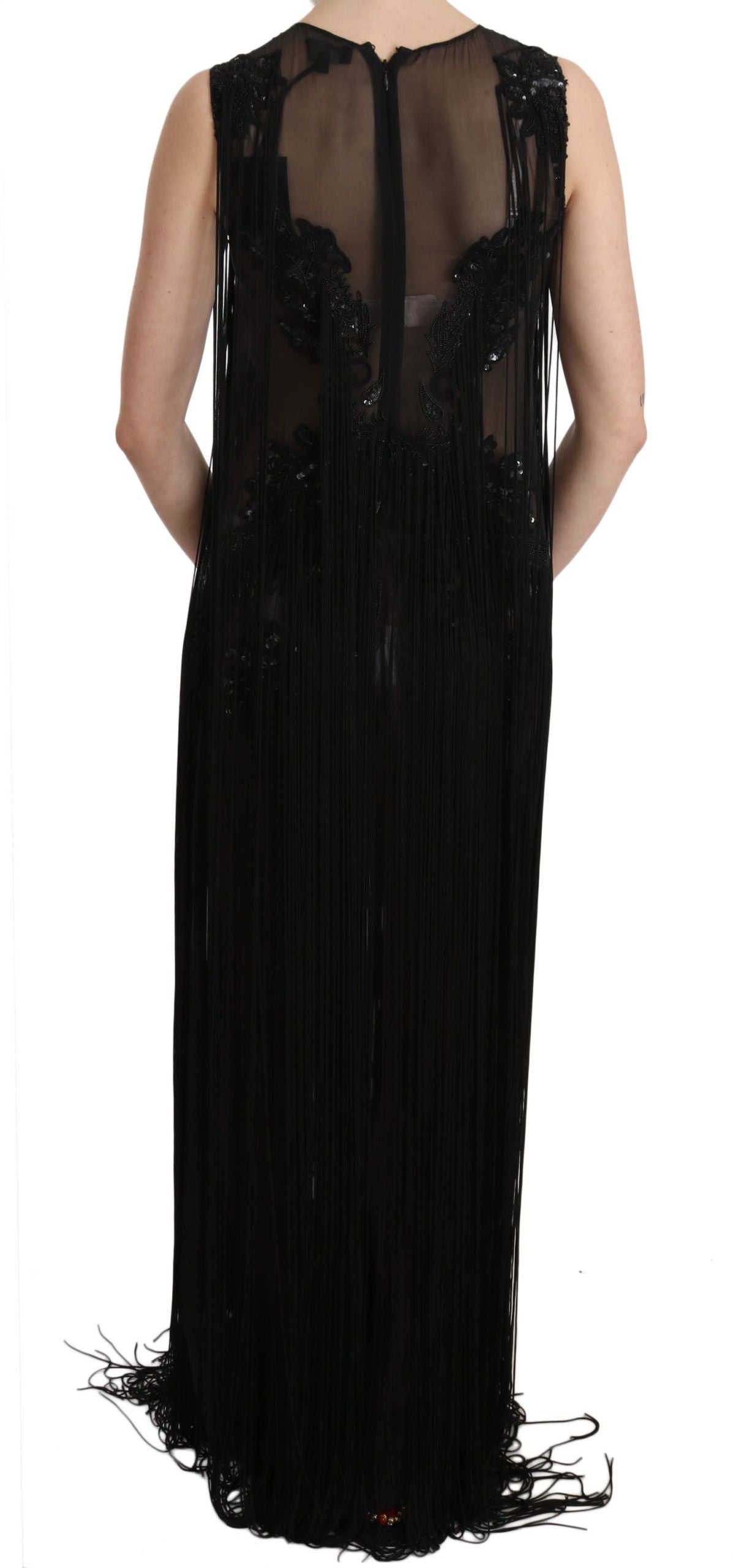 John Richmond Black Silk Beaded Sequined Sheer Dress $3359.00 John Richmond Luzworld
