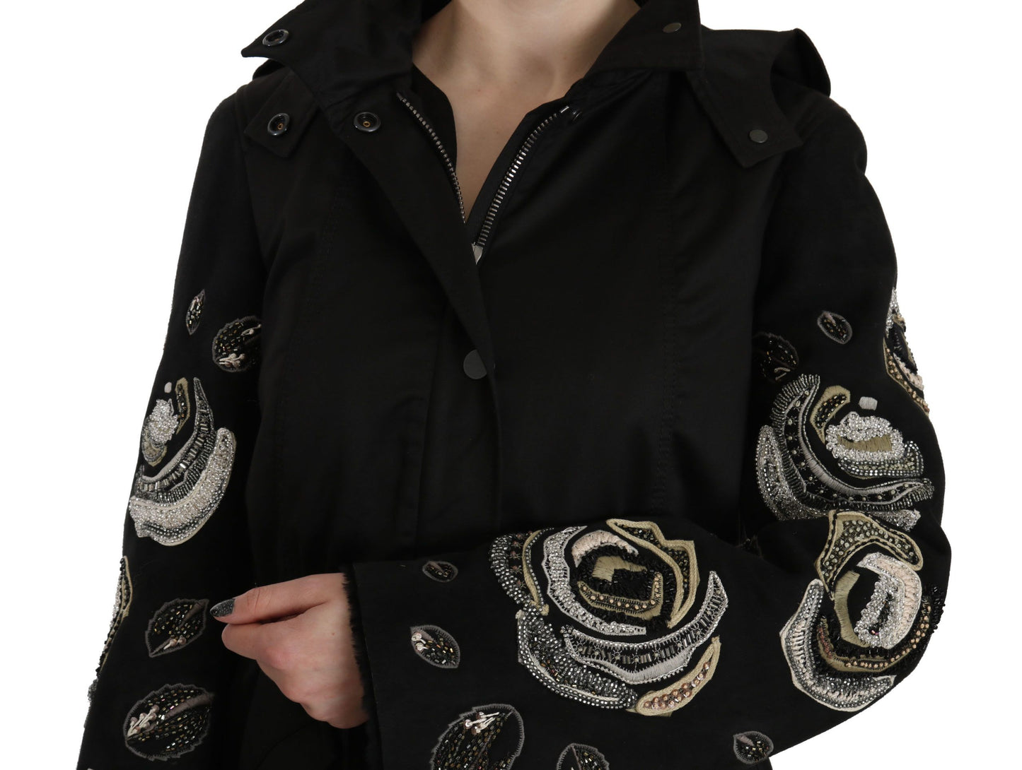 John Richmond Floral Sequined Beaded Hooded Jacket Coat $5770.00 John Richmond Luzworld