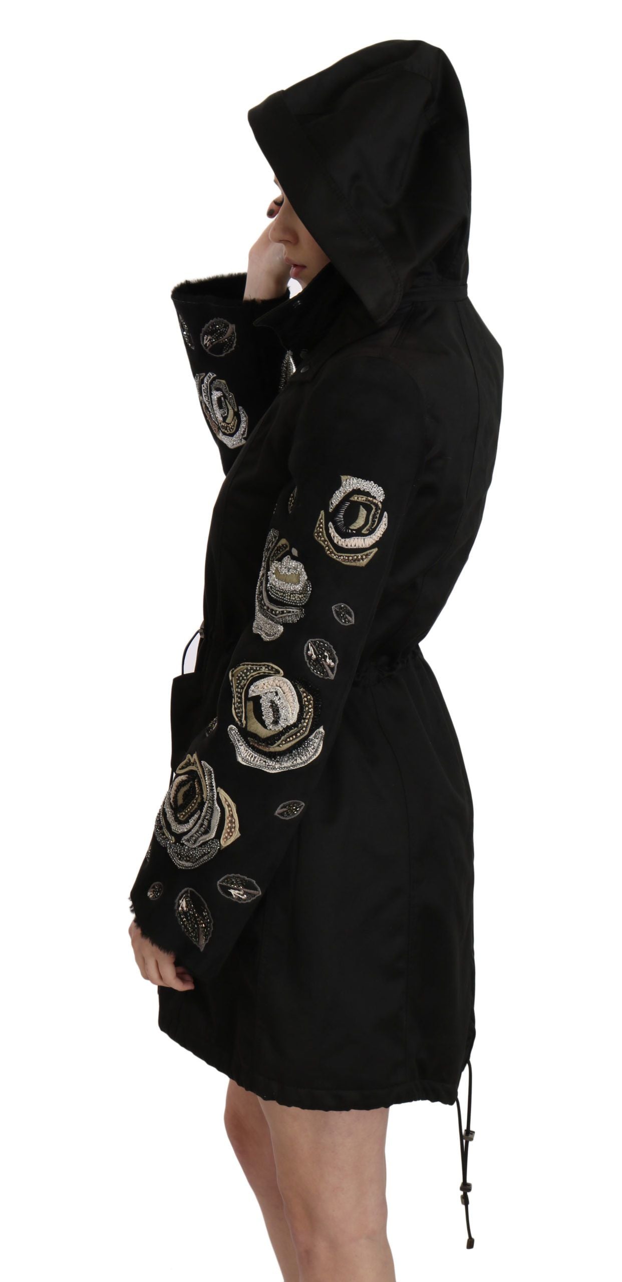 John Richmond Floral Sequined Beaded Hooded Jacket Coat $5770.00 John Richmond Luzworld