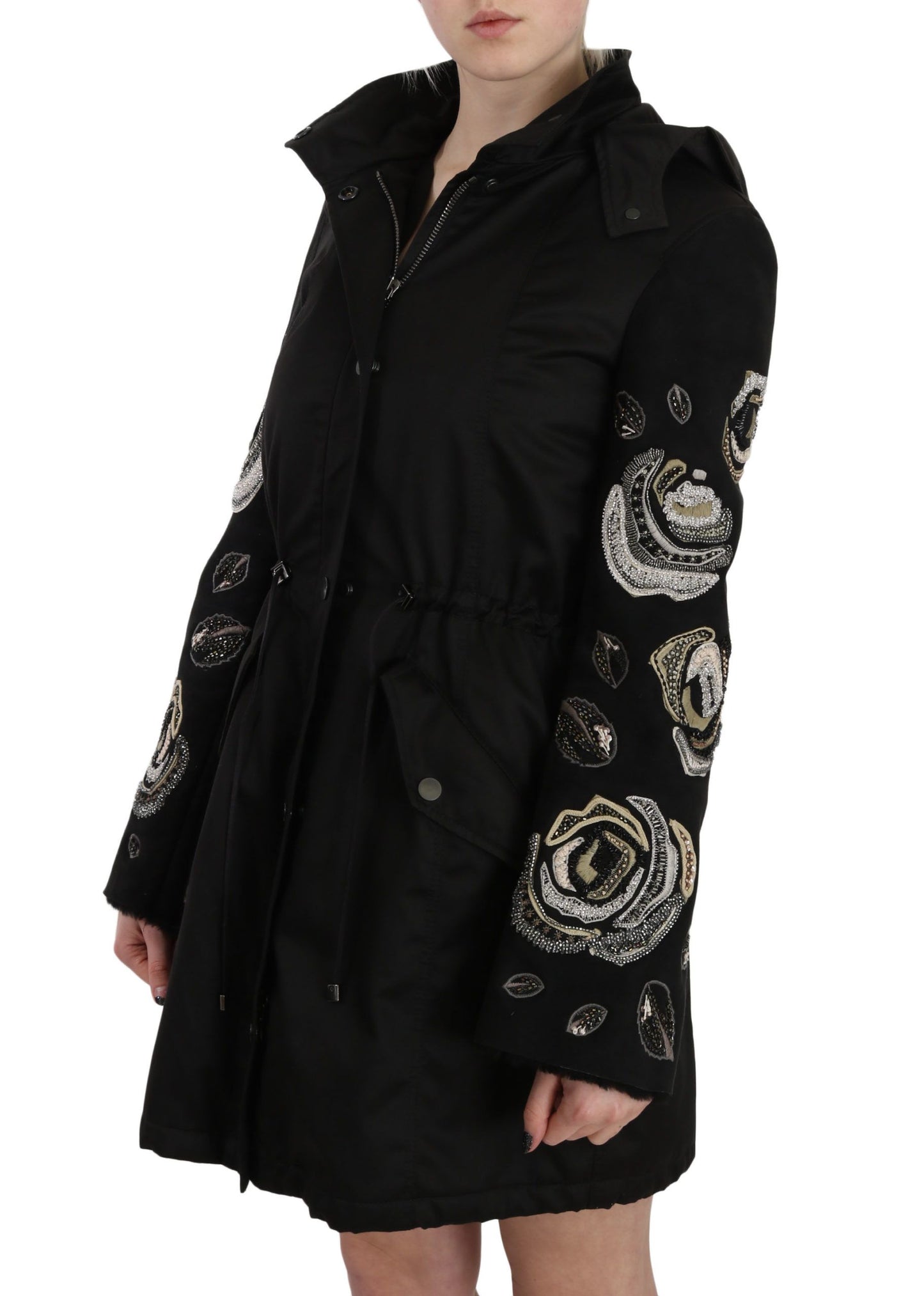 John Richmond Floral Sequined Beaded Hooded Jacket Coat $5770.00 John Richmond Luzworld