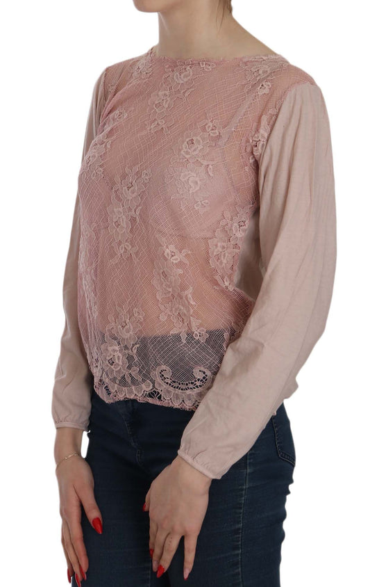 PINK MEMORIES Pink Lace See Through Long Sleeve Blouse $254.00 PINK MEMORIES Luzworld