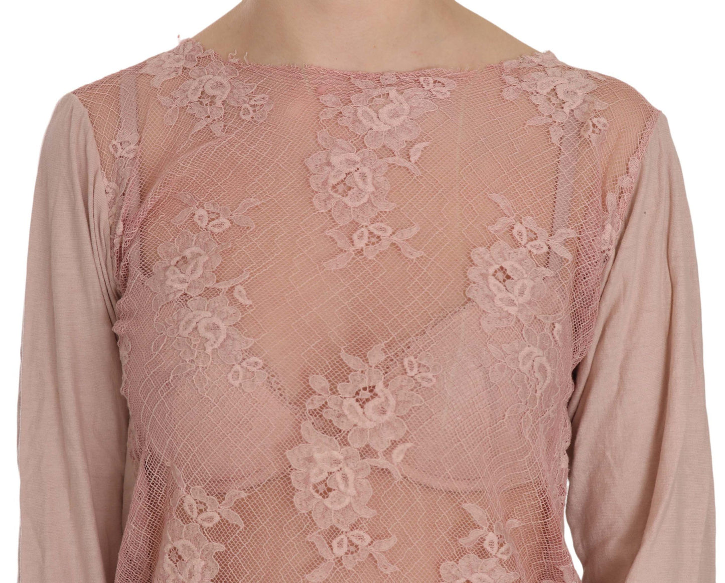 PINK MEMORIES Pink Lace See Through Long Sleeve Blouse $254.00 PINK MEMORIES Luzworld