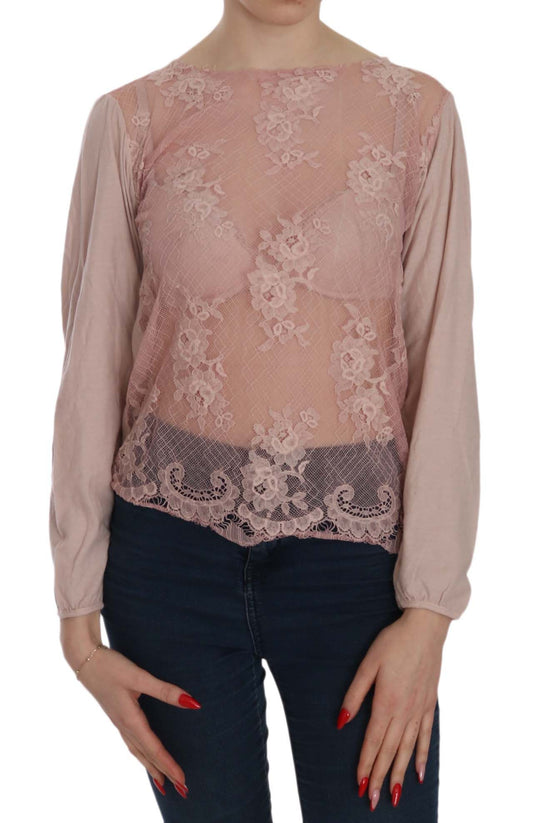 PINK MEMORIES Pink Lace See Through Long Sleeve Blouse $254.00 PINK MEMORIES Luzworld
