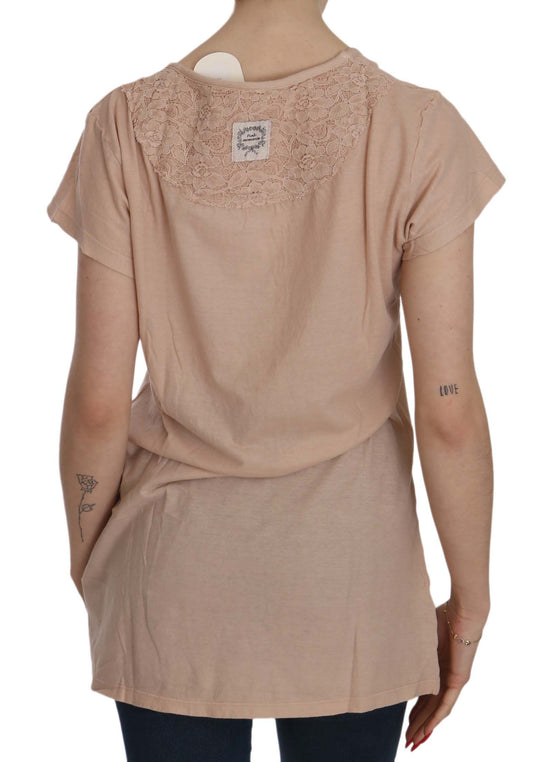 PINK MEMORIES Pink Cream Lace Short Sleeve Shirt Top Cotton Blouse $254.00 PINK MEMORIES Luzworld
