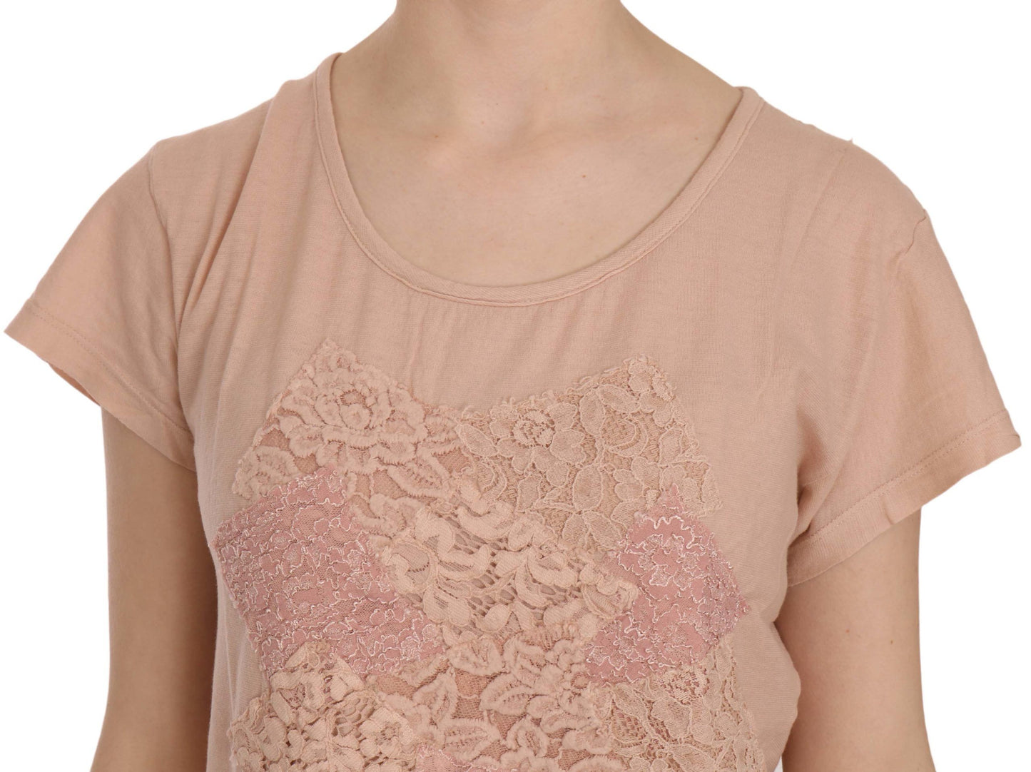 PINK MEMORIES Pink Cream Lace Short Sleeve Shirt Top Cotton Blouse $254.00 PINK MEMORIES Luzworld