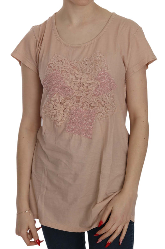 PINK MEMORIES Pink Cream Lace Short Sleeve Shirt Top Cotton Blouse $254.00 PINK MEMORIES Luzworld