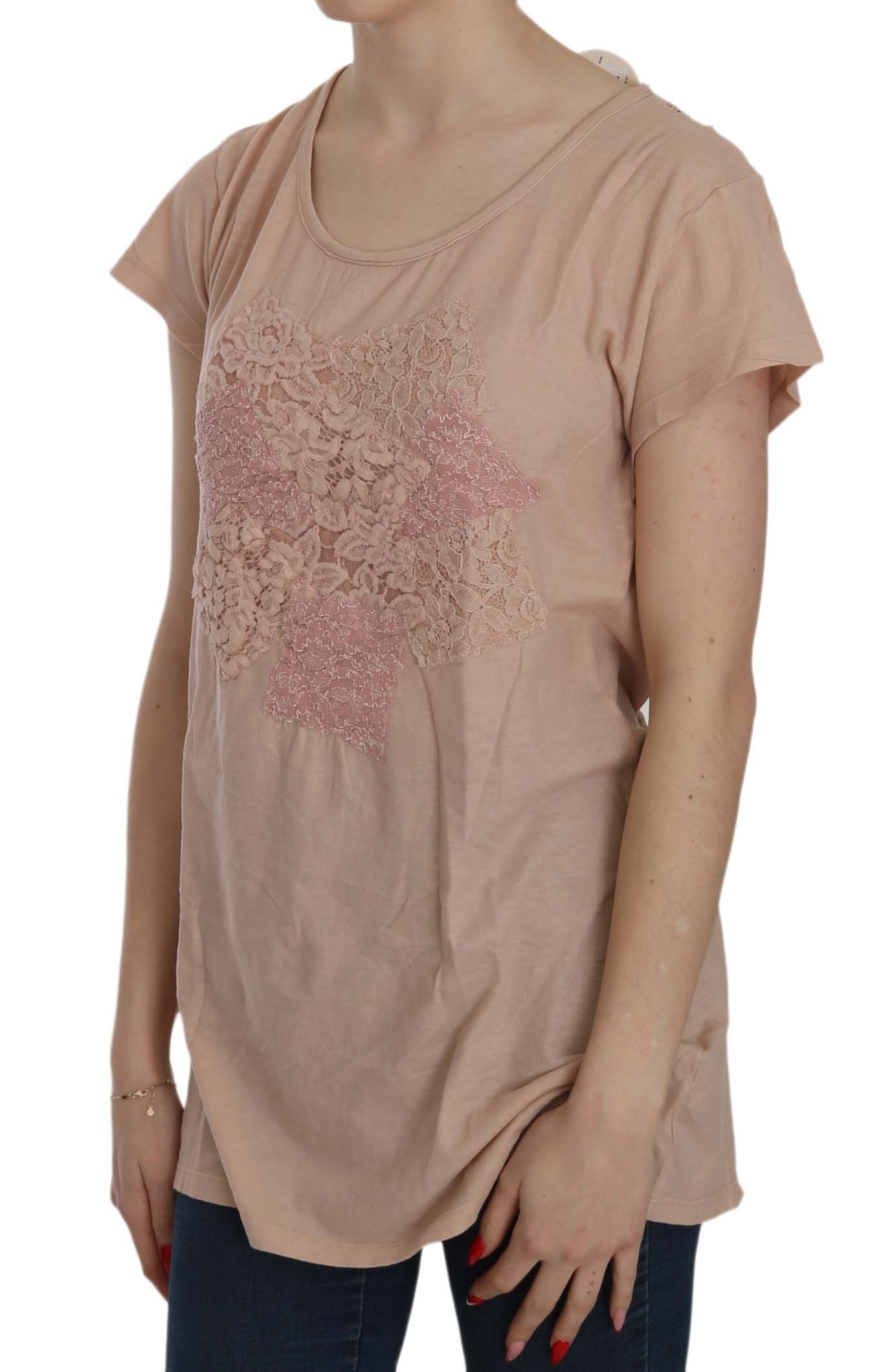 PINK MEMORIES Pink Cream Lace Short Sleeve Shirt Top Cotton Blouse $254.00 PINK MEMORIES Luzworld