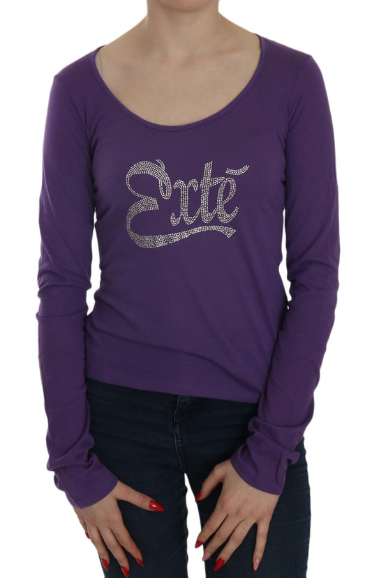 Exte Purple Crystal Embellished Long Sleeve Casual Top $244.00 Exte Luzworld