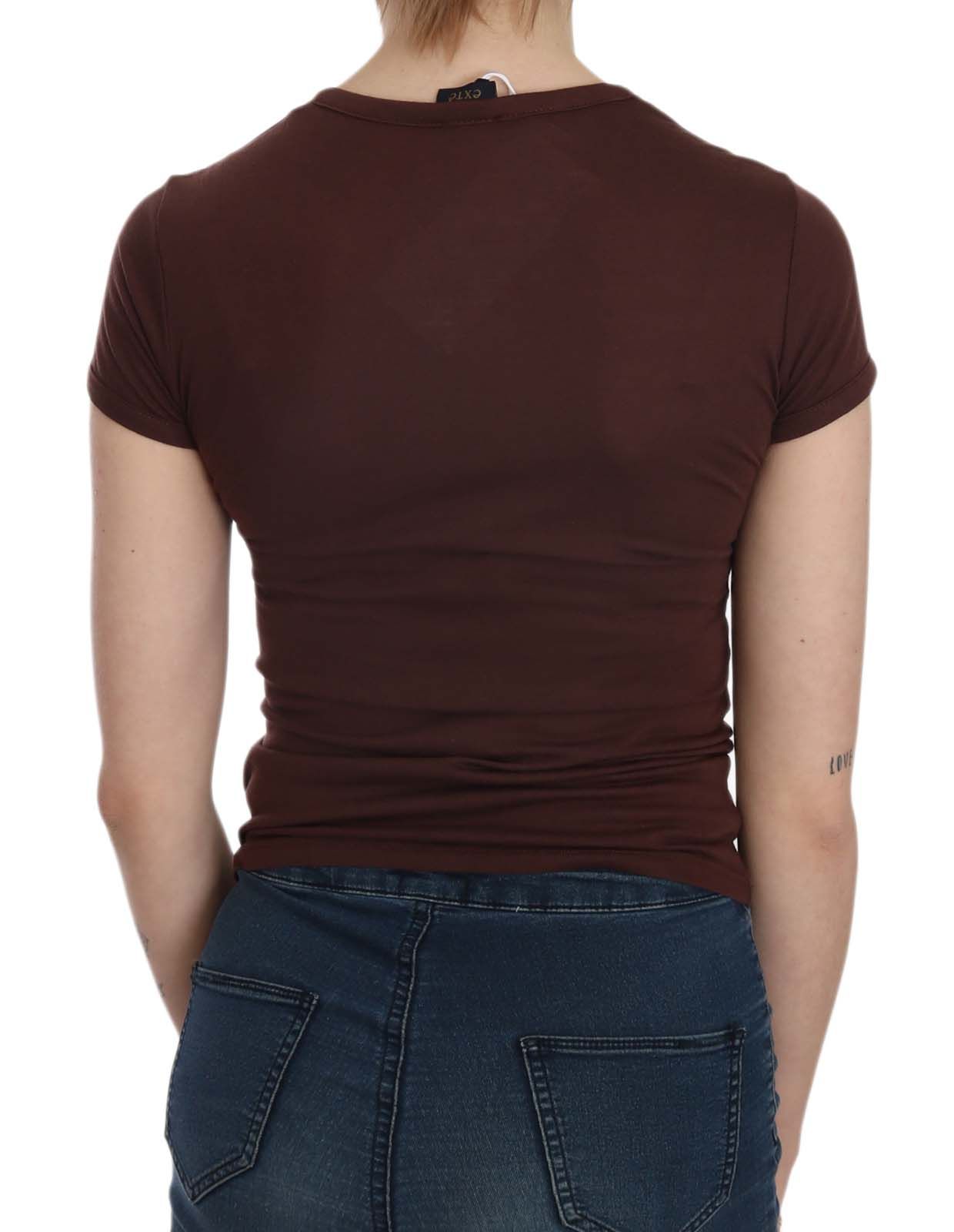 Exte Brown Hearts Short Sleeve Casual T-shirt Top $244.00 Exte Luzworld