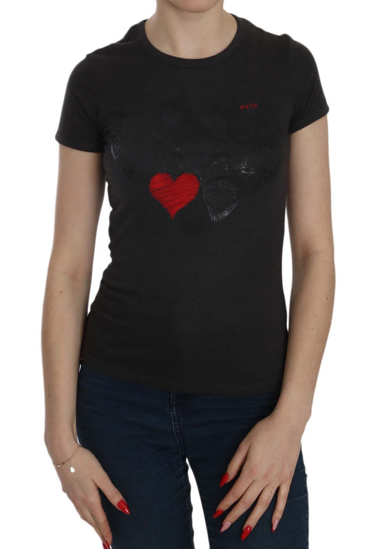 Exte Black Hearts Print Short Sleeve Casual Shirt Top $254.00 Exte Luzworld