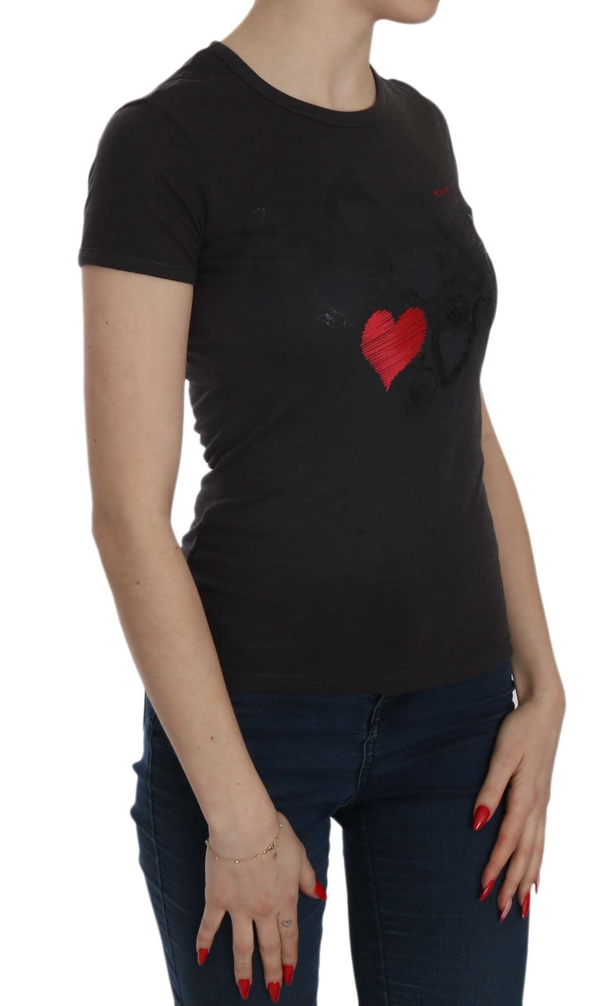Exte Black Hearts Print Short Sleeve Casual Shirt Top $254.00 Exte Luzworld