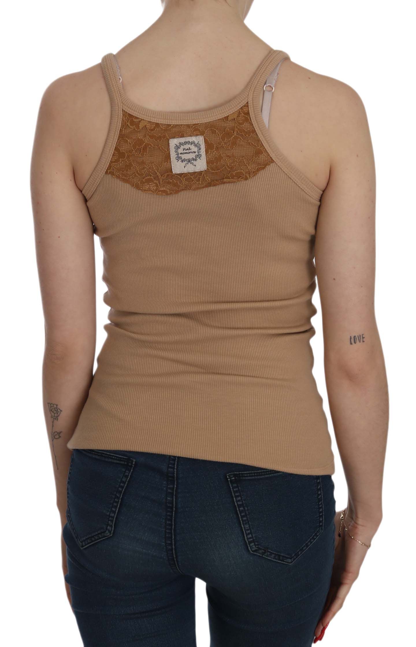 PINK MEMORIES Beige Sleeveless Spaghetti Strap Tank Blouse $254.00 PINK MEMORIES Luzworld