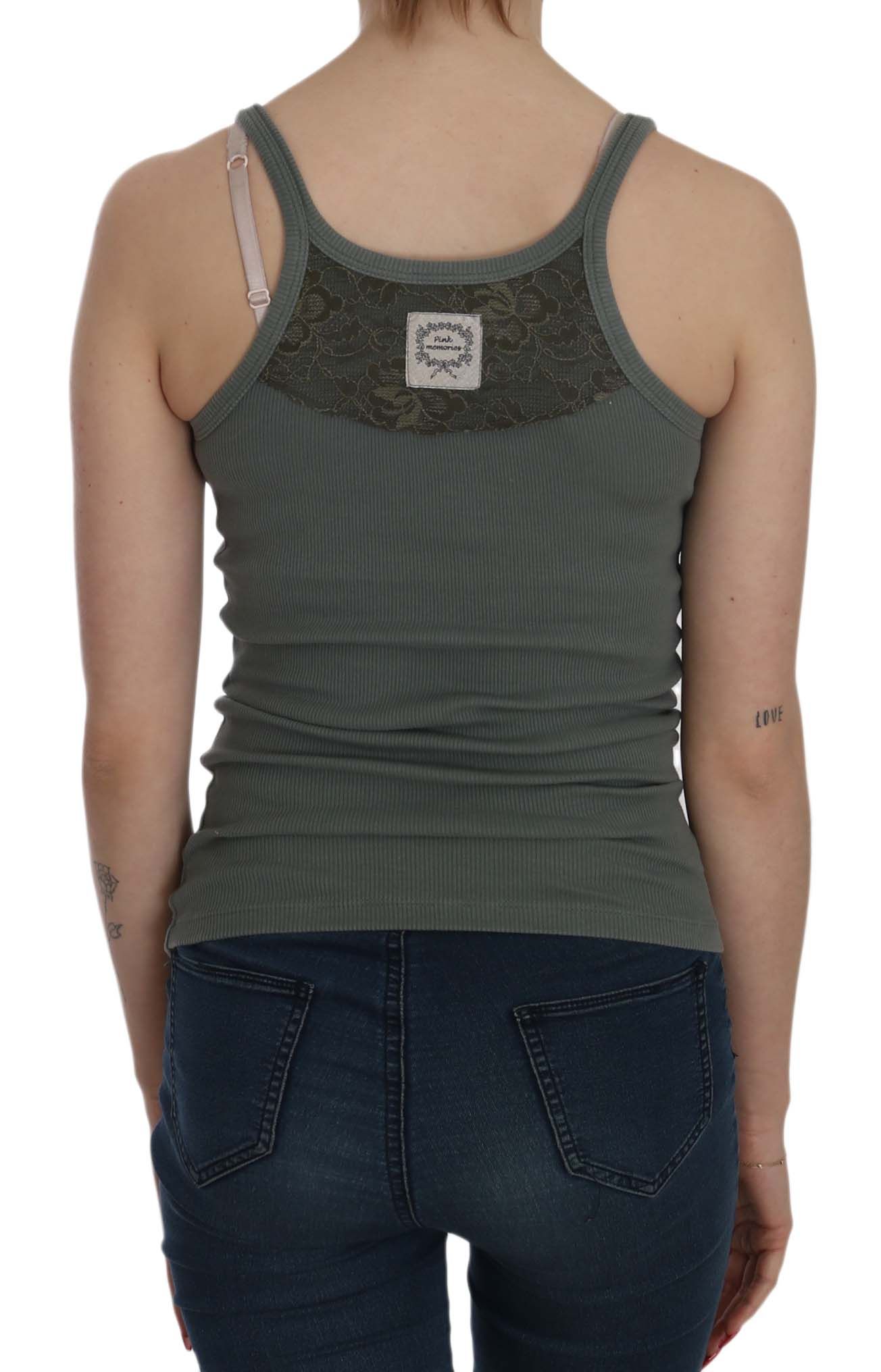 PINK MEMORIES Green Sleeveless Spaghetti Tank T-Shirt Blouse $254.00 PINK MEMORIES Luzworld